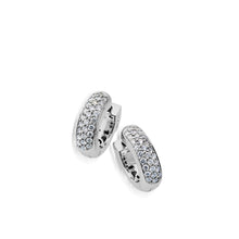 Load image into Gallery viewer, Women&#39;s 14 karat White Gold Essence Diamond Huggie Hoop Earrings
