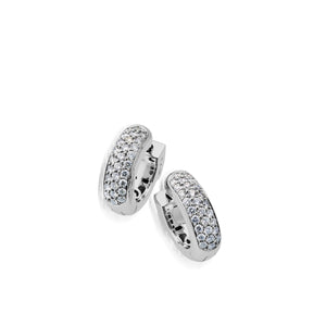 Women's 14 karat White Gold Essence Diamond Huggie Hoop Earrings