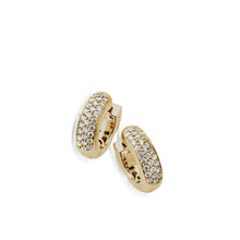 Load image into Gallery viewer, Women&#39;s 14 karat Yellow Gold Essence Diamond Huggie Hoop Earrings

