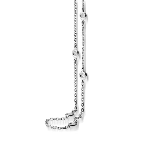 Women's 14 karat White Gold Confetti Diamond Station Necklace