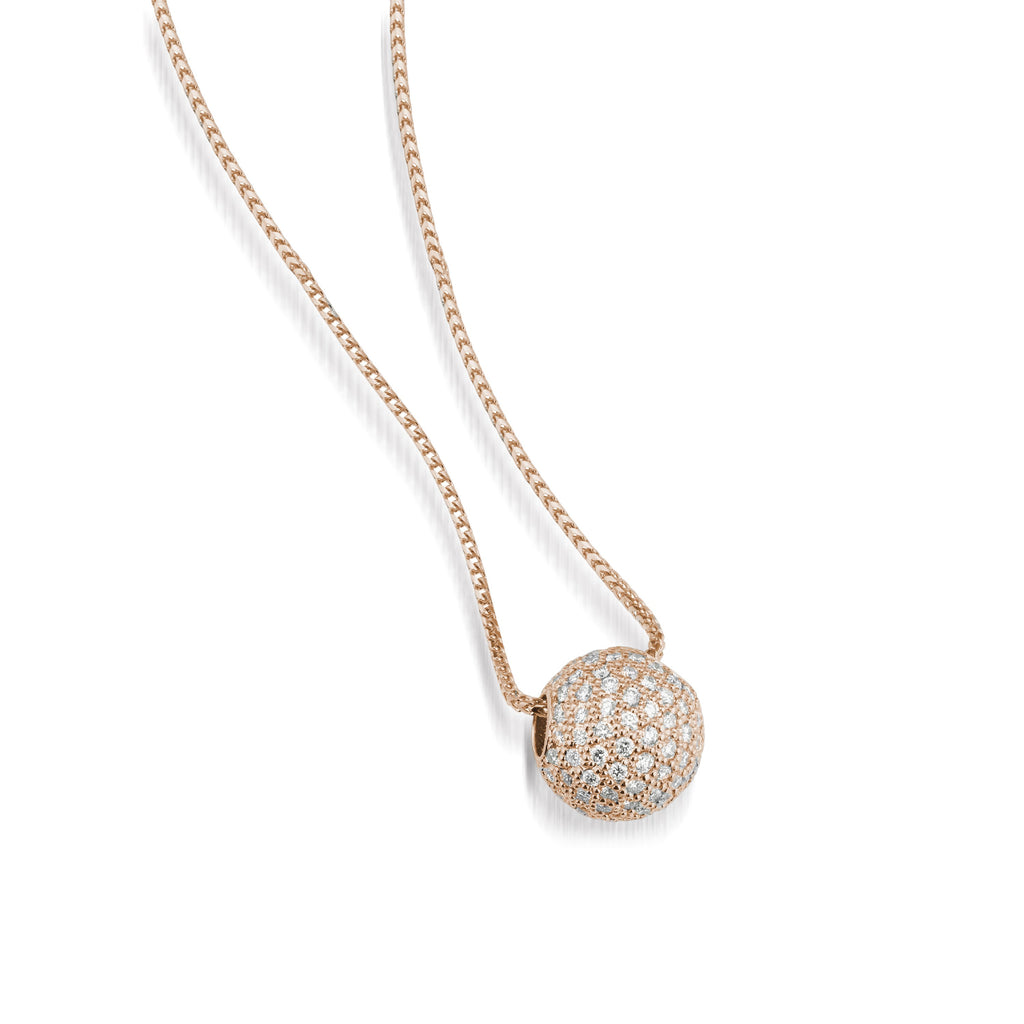 14k White Gold 3/8 ct tw Diamond Pave Ball Necklace JJ653709W
