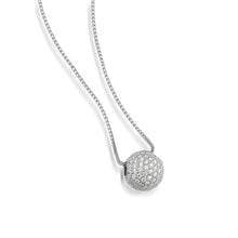 Load image into Gallery viewer, Women&#39;s 14 karat White Gold Essence Pave Diamond Ball Pendant Necklace
