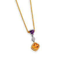 Load image into Gallery viewer, Signature Citrine, Amethyst, and Pave Diamond Pendant Necklace
