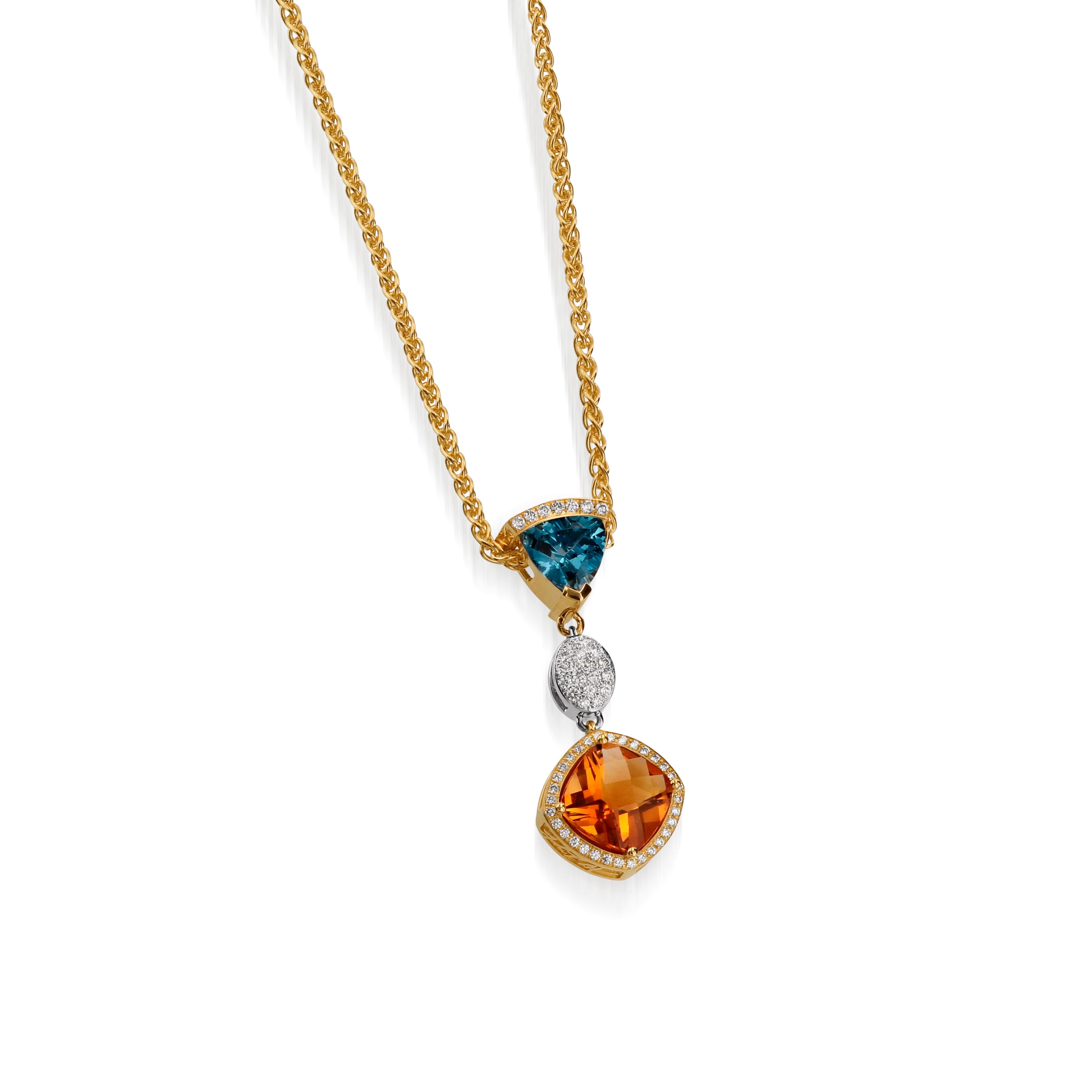 Signature Citrine, Blue Topaz & Diamond Pendant Necklace in