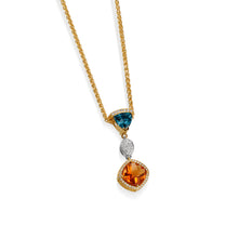 Load image into Gallery viewer, Signature Citrine, Blue Topaz, and Diamond Pendant Necklace
