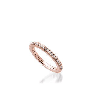Women's 14 karat Rose Gold Essence Pave Diamond Stack Ring