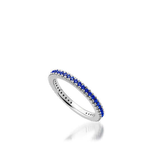 Women's 14 karat White Gold Essence Blue Sappire Stack Ring