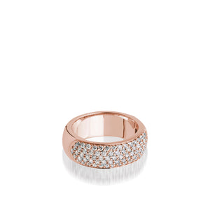 Women's 14 karat Rose Gold Essence Wide Band Ring with Pave Diamonds