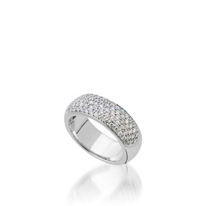 Women's 14 karat White Gold Essence Wide Band Ring with Pave Diamonds