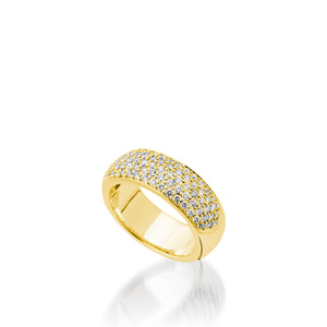 Women's 14 karat Yellow Gold Essence Wide Band Ring with Pave Diamonds