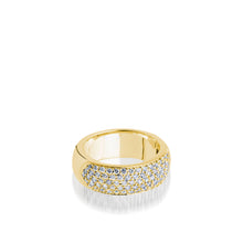 Load image into Gallery viewer, Women&#39;s 14 karat Yellow Gold Essence Wide Band Ring with Pave Diamonds
