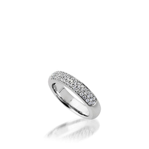 Women's 14 karat White gold Essence Band Ring with Pave Diamonds