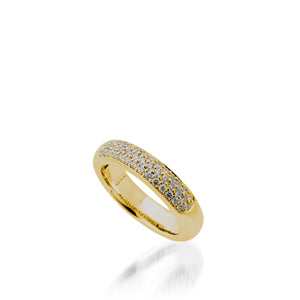 Women's 14 karat Yellow gold Essence Band Ring with Pave Diamonds