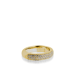 Women's 14 karat Yellow gold Essence Band Ring with Pave Diamonds
