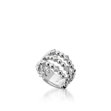 Load image into Gallery viewer, Women&#39;s 14 karat White Gold Confetti Three-Row Ring with Diamonds
