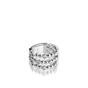 Women's 14 karat White Gold Confetti Three-Row Ring with Diamonds