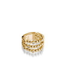 Load image into Gallery viewer, Women&#39;s 14 karat Yellow Gold Confetti Three-Row Ring with Diamonds

