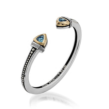 Load image into Gallery viewer, Women&#39;s Sterling Silver and 14-karat yellow gold Arrivo Blue Topaz Cuff
