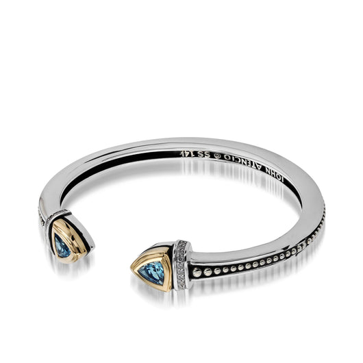 Women's Sterling Silver and 14-karat yellow gold Arrivo Blue Topaz Cuff