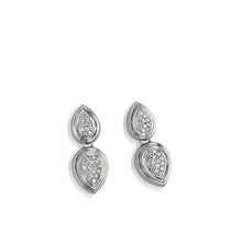 Load image into Gallery viewer, Women&#39;s 14 karat White Gold Gemini Pave Diamond Dangle Earrings
