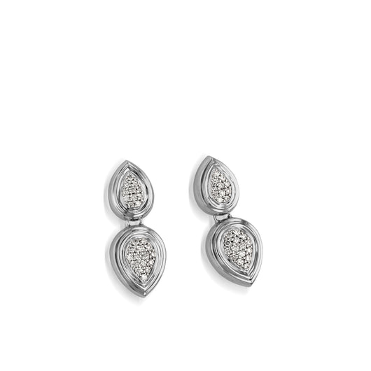 Women's 14 karat White Gold Gemini Pave Diamond Dangle Earrings