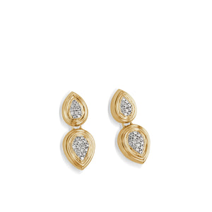 Women's 14 karat Yellow Gold Gemini Pave Diamond Dangle Earrings