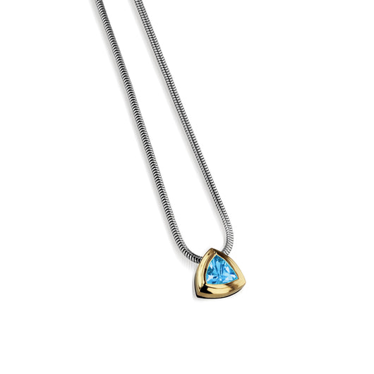 Women's Sterling Silver and 14 karat Yellow Gold Arrivo Blue Topaz Solitaire Pendant
