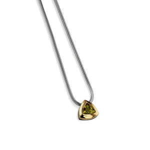 Women's Sterling Silver and 14 karat Yellow Gold Arrivo Peridot Solitaire Pendant