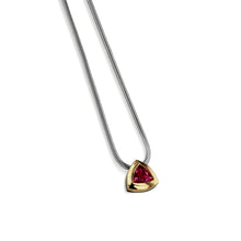 Load image into Gallery viewer, Women&#39;s Sterling Silver and 14 karat Yellow Gold Arrivo Rhodolite Garnet Solitaire Pendant
