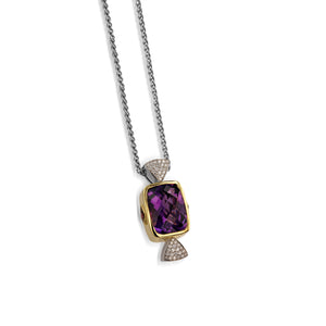 Signature Amethyst and Pave Diamond Pendant Necklace