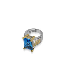 Load image into Gallery viewer, Signature Blue Topaz Ring with Diamond Pave
