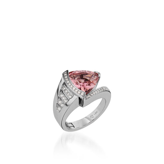 Signature Trillion Pink Tourmaline and Diamond Ring