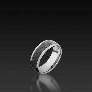 White Gold Domed Band with Carbon Fiber