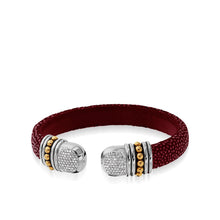 Load image into Gallery viewer, Apollo Shagreen Cuff with Pave  Diamonds
