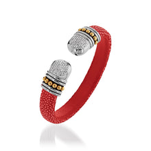 Load image into Gallery viewer, Apollo Shagreen Cuff with Pave  Diamonds
