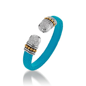 Apollo Teal Shagreen Cuff with Pave Diamonds