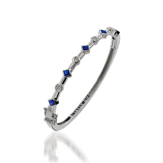 Paloma White Gold, Blue Sapphire Gemstone and Diamond Bracelet