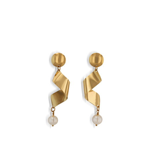 Women's Hand-Forged in 14 karat Yellow Gold Champagne Dangle Earrings