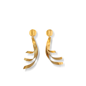 Women's Hand-Forged in 14 karat Yellow Gold Feathers Dangle Earrings