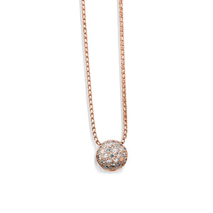 Women's 14 karat Rose Gold Essence Small Pave Diamond Ball Pendant Necklace