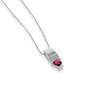 Parallel Large Trillion Pendant Necklace with Pave Diamonds
