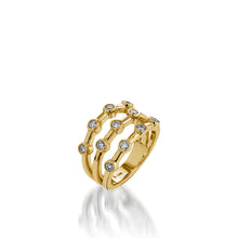 Load image into Gallery viewer, Women&#39;s 14 karat Yellow Gold Paloma Three-Row Diamond Ring
