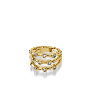 Women's 14 karat Yellow Gold Paloma Three-Row Diamond Ring