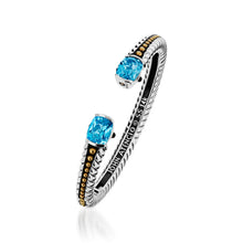 Load image into Gallery viewer, Entwine Blue Topaz Gemstone Hinged Cuff Bracelet
