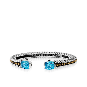 Entwine Blue Topaz Gemstone Hinged Cuff Bracelet