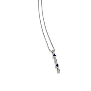 Paloma White Gold Blue Saphires Gemstone and Diamond Pendant