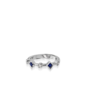 Paloma White Gold, Blue Sapphire Gemstone and Diamond Ring