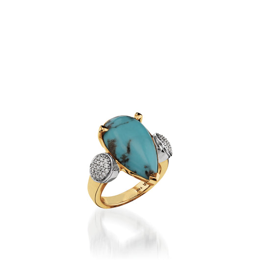 Bermuda Gemstone Ring with Pave Diamonds
