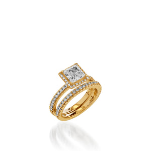 Majesty Princess Cut Yellow Gold  Engagement Ring