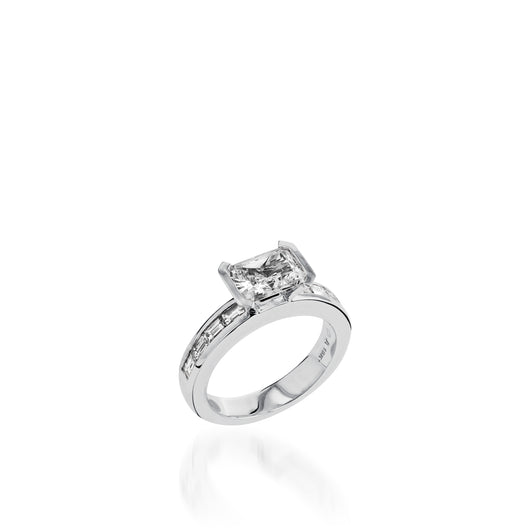 Treasure Emerald Cut White Gold Engagement Ring